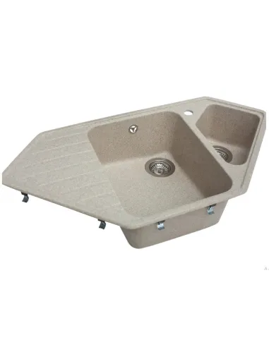 Мойка кухонная каменная угловая Miraggio Tirrion Sand, 967x493х210 мм - 5