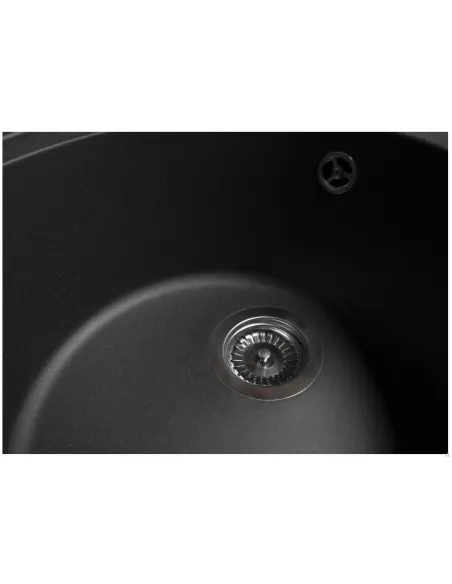 Мойка кухонная каменная круглая Miraggio Tuluza Black, 525х483х204 мм - 3