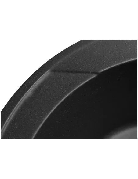 Мойка кухонная каменная круглая Miraggio Tuluza Black, 525х483х204 мм - 5