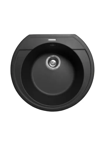 Мойка кухонная каменная круглая Miraggio Tuluza Black, 525х483х204 мм - 7