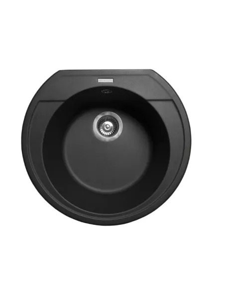 Мойка кухонная каменная круглая Miraggio Tuluza Black, 525х483х204 мм - 7