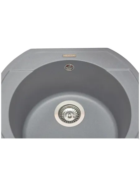 Мойка кухонная каменная круглая Miraggio Tuluza Gray, 525х483х204 мм - 3
