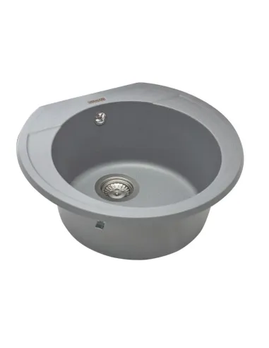 Мойка кухонная каменная круглая Miraggio Tuluza Gray, 525х483х204 мм - 4