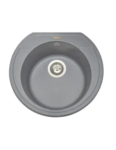 Мойка кухонная каменная круглая Miraggio Tuluza Gray, 525х483х204 мм - 5