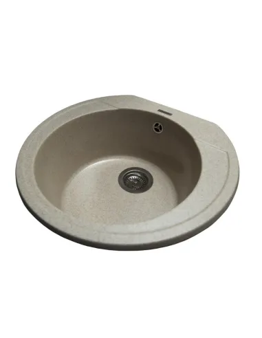 Мойка кухонная каменная круглая Miraggio Tuluza Sand, 525х483х204 мм - 7
