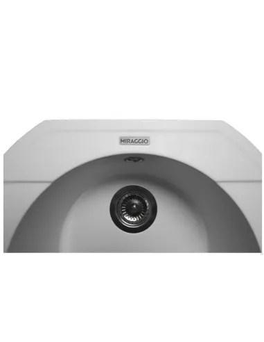 Мойка кухонная каменная круглая Miraggio Tuluza White, 525х483х204 мм - 3
