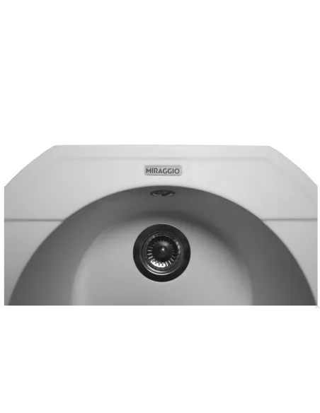 Мойка кухонная каменная круглая Miraggio Tuluza White, 525х483х204 мм - 3