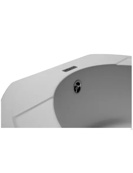 Мойка кухонная каменная круглая Miraggio Tuluza White, 525х483х204 мм - 4