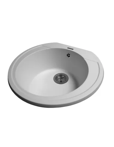 Мойка кухонная каменная круглая Miraggio Tuluza White, 525х483х204 мм - 5