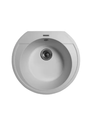 Мойка кухонная каменная круглая Miraggio Tuluza White, 525х483х204 мм - 6