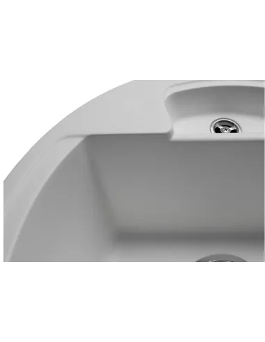 Мойка кухонная каменная круглая Miraggio Valencia White, 446х446х196 мм - 2