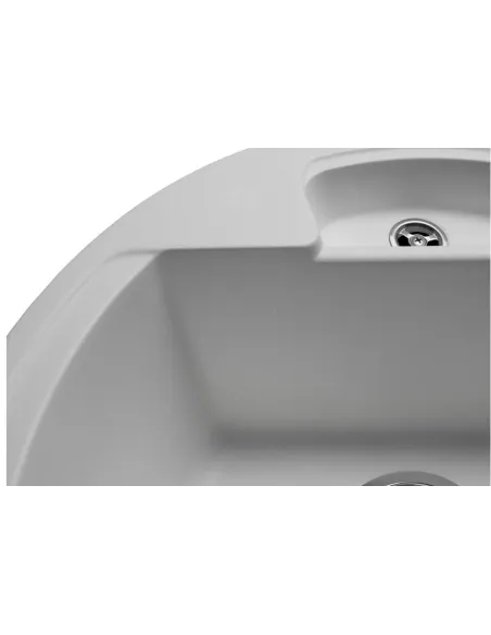 Мойка кухонная каменная круглая Miraggio Valencia White, 446х446х196 мм - 2