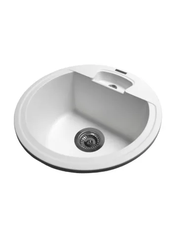 Мойка кухонная каменная круглая Miraggio Valencia White, 446х446х196 мм - 5