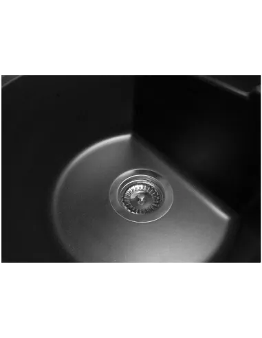 Мойка кухонная каменная круглая Miraggio Valencia Black, 446х446х196 мм - 3