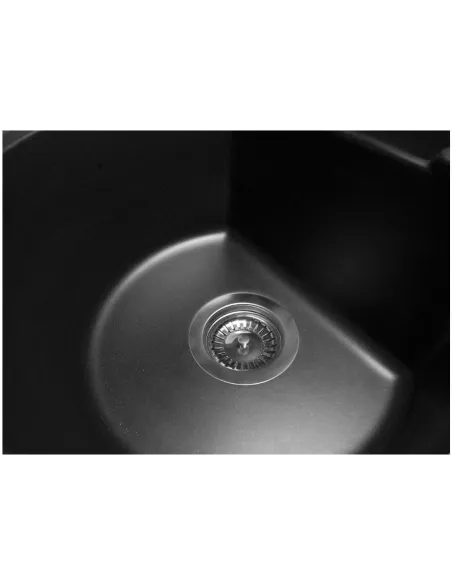 Мойка кухонная каменная круглая Miraggio Valencia Black, 446х446х196 мм - 3