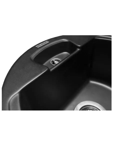 Мойка кухонная каменная круглая Miraggio Valencia Black, 446х446х196 мм - 5