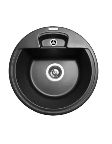 Мийка кухонна кам`яна кругла Miraggio Valencia Black, 446х446х196 мм - 8