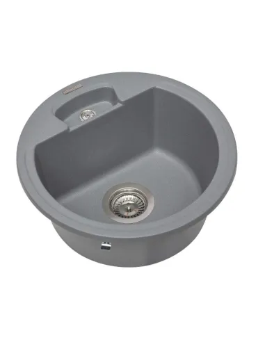 Мойка кухонная каменная круглая Miraggio Valencia Gray, 446х446х196 мм - 4