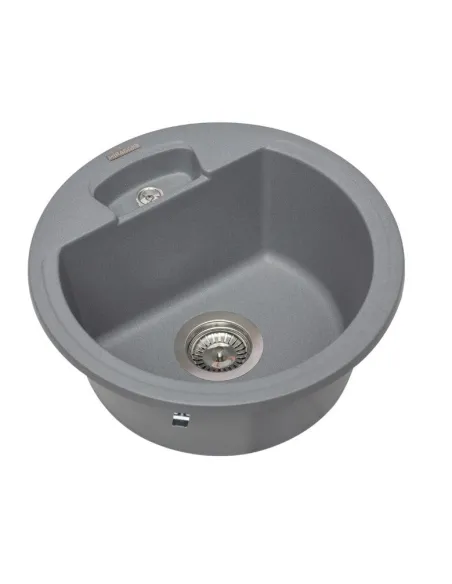 Мойка кухонная каменная круглая Miraggio Valencia Gray, 446х446х196 мм - 4