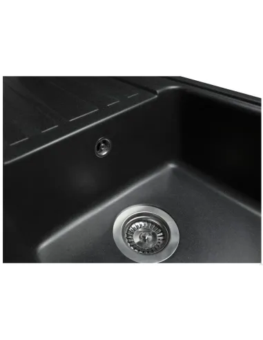 Мойка кухонная каменная прямоугольная Miraggio Versal Black, 758х462х201 мм - 3