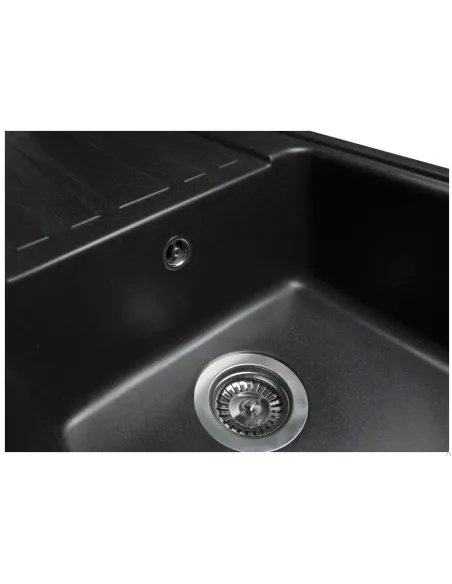 Мойка кухонная каменная прямоугольная Miraggio Versal Black, 758х462х201 мм - 3