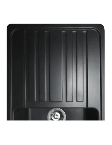 Мойка кухонная каменная прямоугольная Miraggio Versal Black, 758х462х201 мм - 4