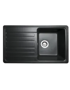 Мойка кухонная каменная прямоугольная Miraggio Versal Black, 758х462х201 мм - 7
