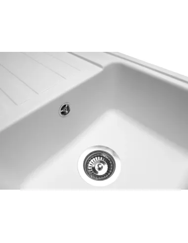 Мойка кухонная каменная прямоугольная Miraggio Versal White, 758х462х201 мм - 3