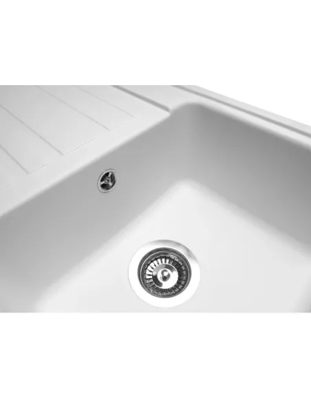 Мойка кухонная каменная прямоугольная Miraggio Versal White, 758х462х201 мм - 3