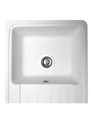 Мойка кухонная каменная прямоугольная Miraggio Versal White, 758х462х201 мм - 6