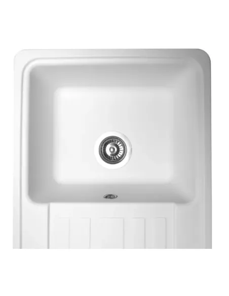 Мойка кухонная каменная прямоугольная Miraggio Versal White, 758х462х201 мм - 6
