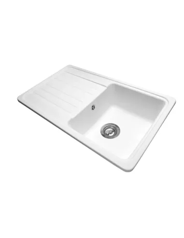 Мойка кухонная каменная прямоугольная Miraggio Versal White, 758х462х201 мм - 7