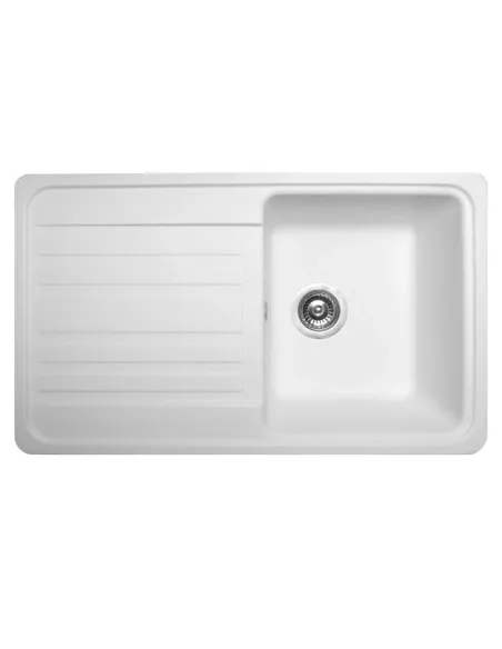 Мойка кухонная каменная прямоугольная Miraggio Versal White, 758х462х201 мм - 8