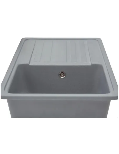 Мойка кухонная каменная прямоугольная Miraggio Versal Gray, 758х462х201 мм - 3