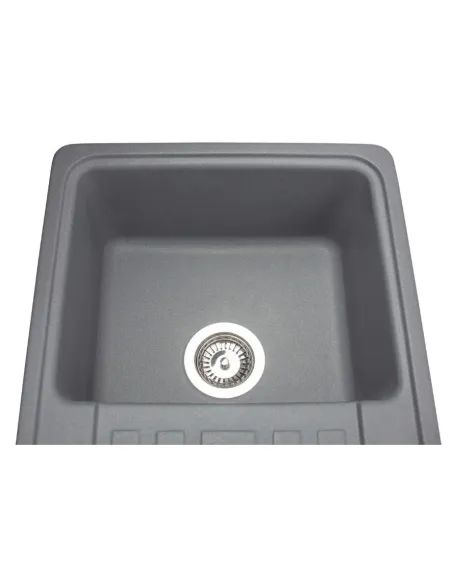 Мойка кухонная каменная прямоугольная Miraggio Versal Gray, 758х462х201 мм - 4