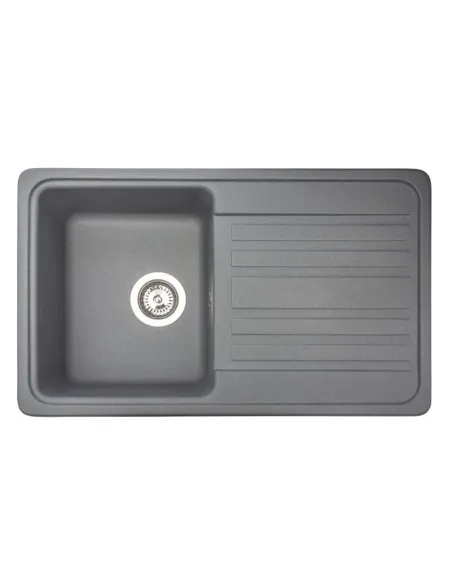 Мойка кухонная каменная прямоугольная Miraggio Versal Gray, 758х462х201 мм - 6