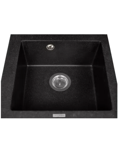 Мойка кухонная каменная прямоугольная Miraggio Westeros Black, 875x504x199 мм - 2