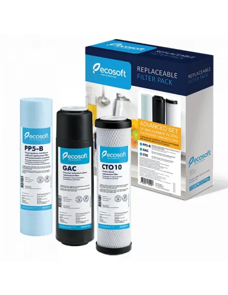 Покращений набір картриджів для фільтрів зворотного осмосу Ecosoft 1-2-3 CHV3ECO - 3