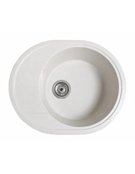 Мийка кухонна кам`яна овальна Romzha Voce Biela 101, 580х470х215 мм - 5