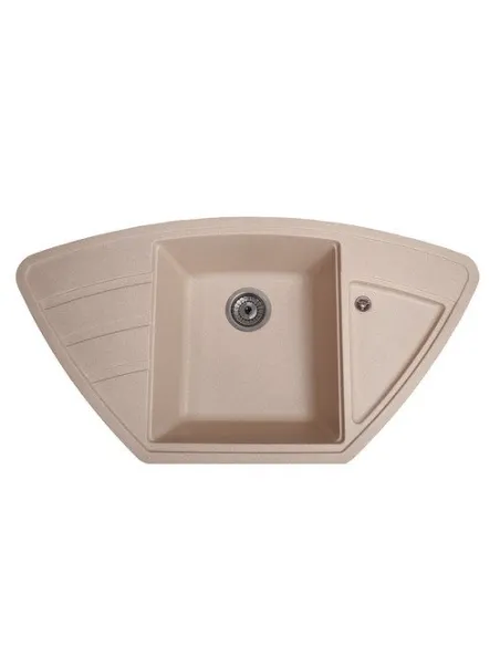 Мийка кухонна кам`яна кутова Romzha Jorum 98B Piesok 301, 980х510х217 мм - 3