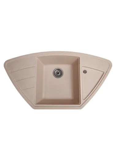 Мийка кухонна кам`яна кутова Romzha Jorum 98B Piesok 301, 980х510х217 мм - 5