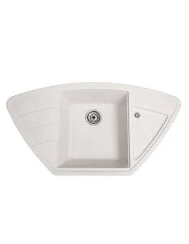 Мийка кухонна кам`яна кутова Romzha Jorum 98B Biela 101, 980х510х217 мм - 3
