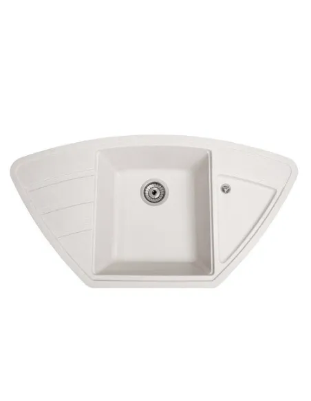 Мийка кухонна кам`яна кутова Romzha Jorum 98B Biela 101, 980х510х217 мм - 3