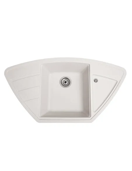 Мийка кухонна кам`яна кутова Romzha Jorum 98B Biela 101, 980х510х217 мм - 5