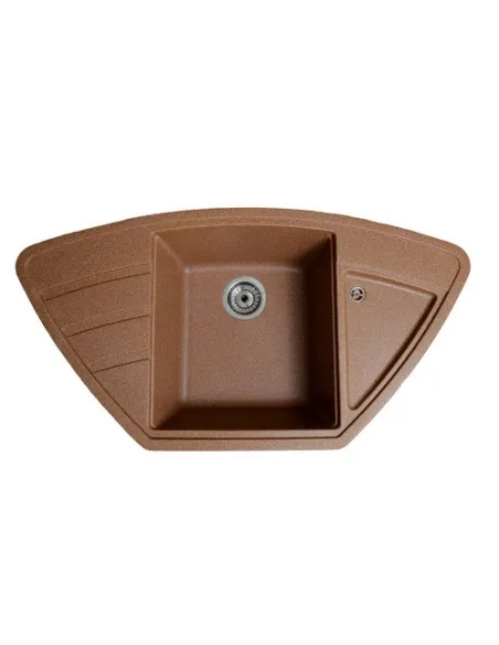 Мийка кухонна кам`яна кутова Romzha Jorum 98B Teracotă 701, 980х510х217 мм - 3