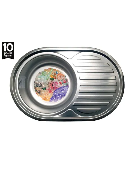 Мойка для кухни из нержавеющей стали овальная Romzha Dana Nova Satin, 500х770х180 мм - 3