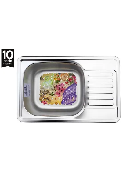 Мийка кухонна металева прямокутна Romzha Bogna Satin, 420х660х180 мм - 3