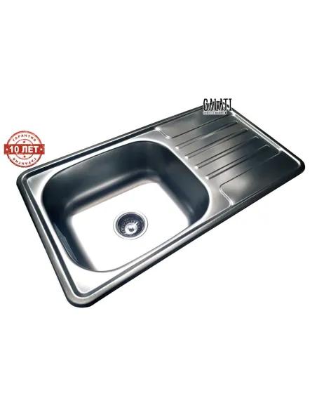 Мийка кухонна металева прямокутна Romzha Milana Satin, 420х760х180 мм - 5
