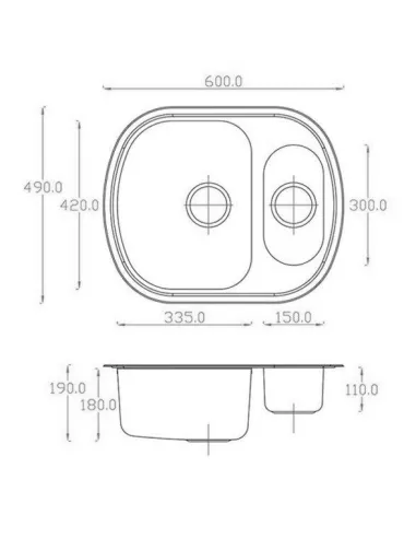 Мийка кухонна металева прямокутна Romzha Vayorika 1.5C Textură, 490х600х180 мм - 3