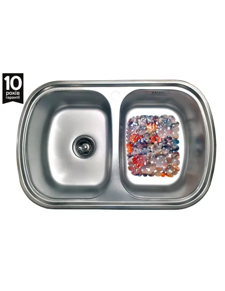 Мойка для кухни из нержавеющей стали прямоугольная Romzha Vayorika 2C Satin, 490х770х180 мм - 4